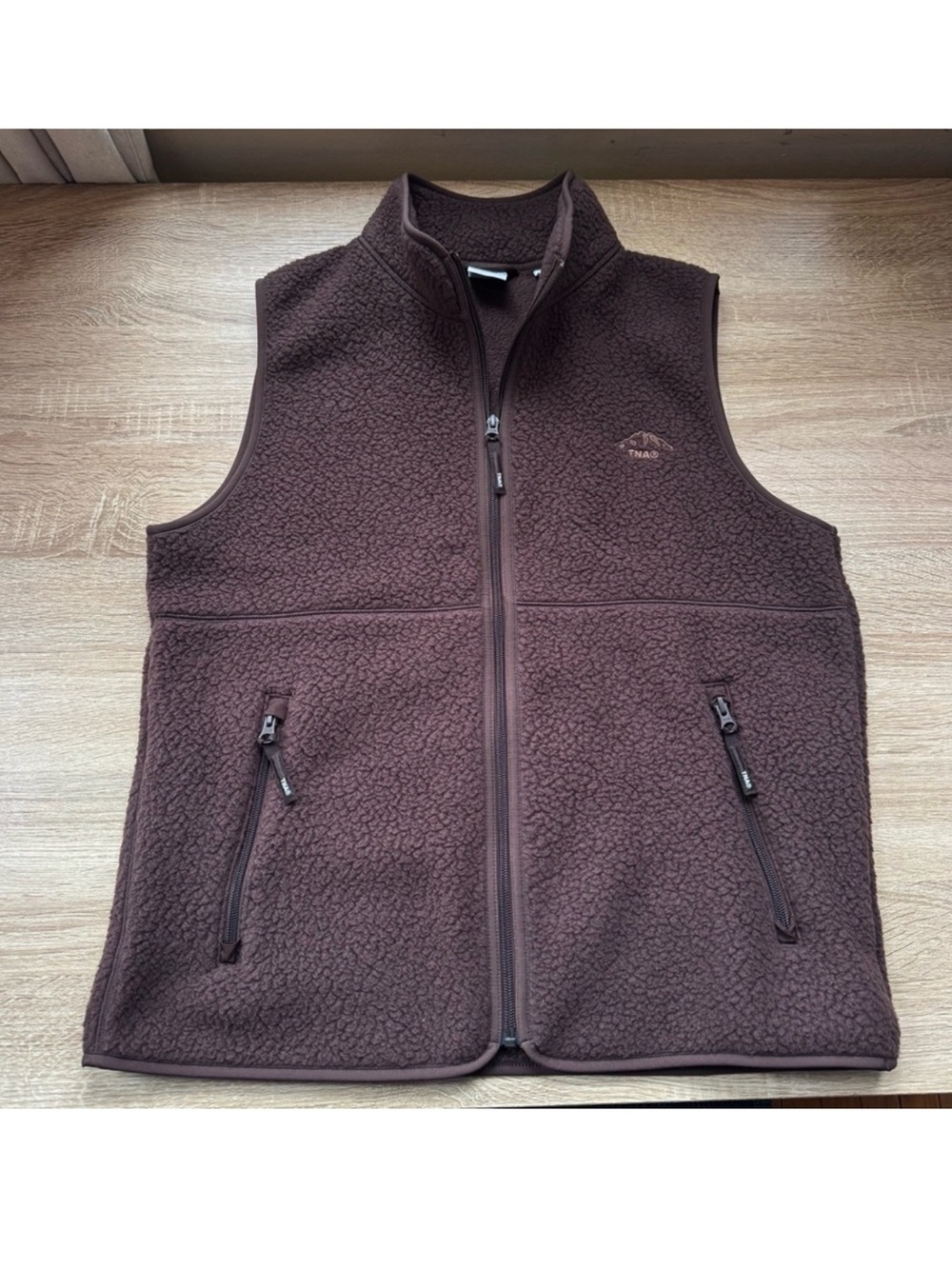 Aritzia TNA Polartec Thermal Pro Mockneck Vest - Brown - Large